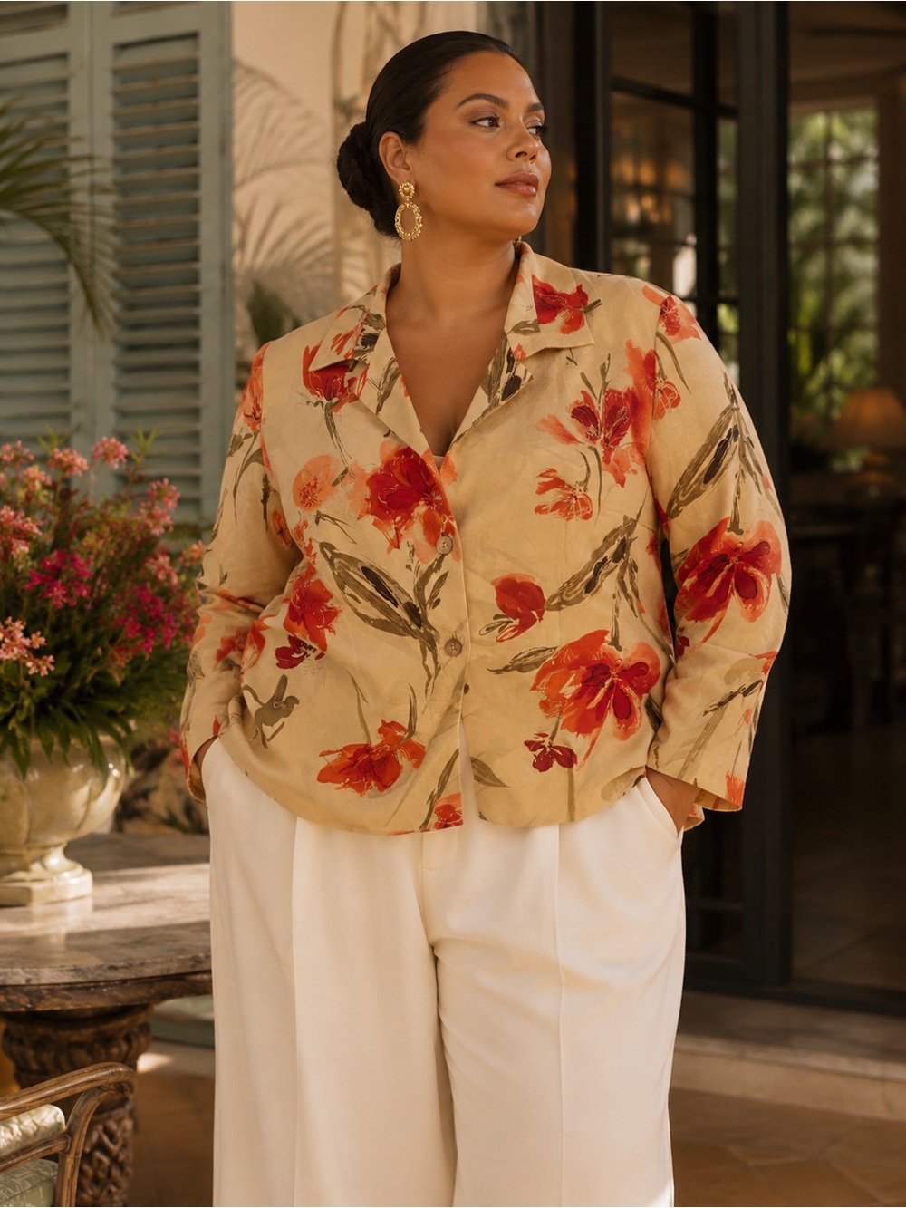 Dana Buchman • Silk Linen Blend Floral Jacket • 20W • NWT